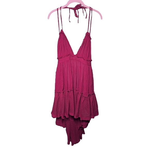 Free People 100 Degree Dress Red Berry Size Large - Picture 1 of 5